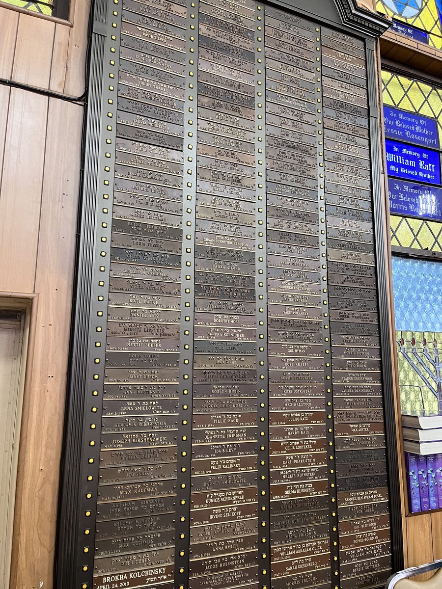 Memorial plaques honoring generations of members