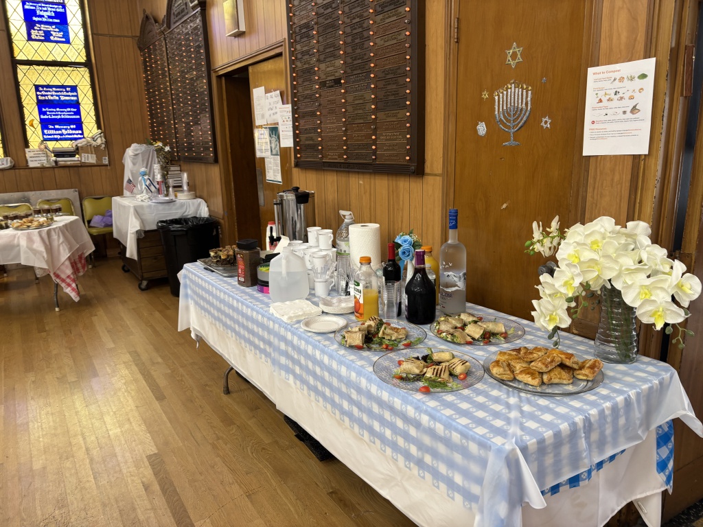 Kiddush spread at the center